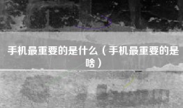 手机最重要的是什么（手机最重要的是啥）
