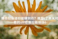 哪些拉新项目能赚到钱？推荐8个真实可靠的APP地推拉新项目！