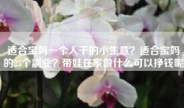 适合宝妈一个人干的小生意？适合宝妈的25个副业？带娃在家做什么可以挣钱呢