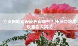 外贸网站建设流程有哪些？外贸网站建设流程大揭秘