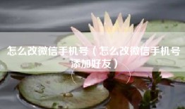 怎么改微信手机号（怎么改微信手机号添加好友）