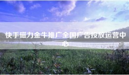 快手磁力金牛推广全国广告投放运营中心