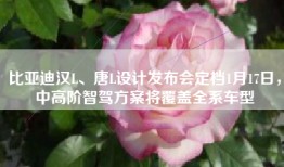 比亚迪汉L、唐L设计发布会定档1月17日，中高阶智驾方案将覆盖全系车型