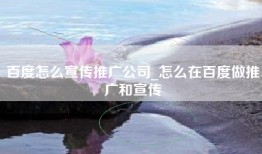 百度怎么宣传推广公司_怎么在百度做推广和宣传