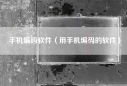 手机编码软件（用手机编码的软件）