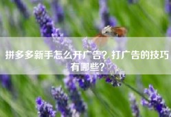 拼多多新手怎么开广告？打广告的技巧有哪些？