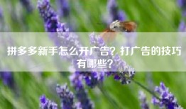 拼多多新手怎么开广告？打广告的技巧有哪些？