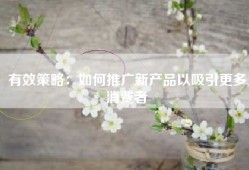 有效策略：如何推广新产品以吸引更多消费者