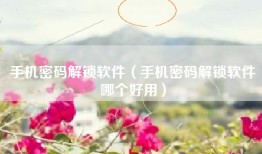 手机密码解锁软件（手机密码解锁软件哪个好用）