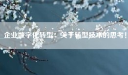 企业数字化转型：关于转型技术的思考！