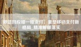 微信回应碰一碰支付，重塑移动支付新格局_精准解释落实