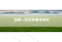 合肥seo优化的基本知识