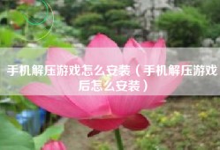 手机解压游戏怎么安装（手机解压游戏后怎么安装）