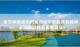 春节申遗成功对推动中华民族共有精神家园建设具有重要意义