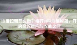 地推拉新怎么做？推荐20种地推秘籍，开启高效推广与收益之门