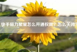 快手磁力聚星怎么开通权限？怎么关闭？