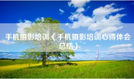 手机摄影培训（手机摄影培训心得体会总结）