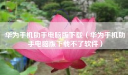 华为手机助手电脑版下载（华为手机助手电脑版下载不了软件）