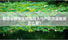 制造业数字化转型投入与产出效益账该怎么算？