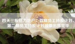 四天三板格力地产：首期员工持股计划、第二期员工持股计划股票出售完毕