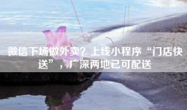 微信下场做外卖？上线小程序“门店快送”，广深两地已可配送