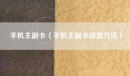 手机主副卡（手机主副卡设置方法）
