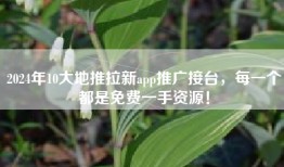 2024年10大地推拉新app推广接台，每一个都是免费一手资源！
