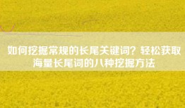 如何挖掘常规的长尾关键词？轻松获取海量长尾词的八种挖掘方法