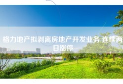 格力地产拟剥离房地产开发业务 连续两日涨停