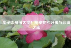 李子柒身份大变！揭秘她的归来与非遗之旅