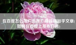 在百度怎么发广告推广赚钱呢知乎文章(如何在百度上发布广告)