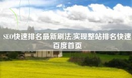 SEO快速排名最新刷法,实现整站排名快速百度首页
