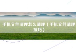 手机文件清理怎么清理（手机文件清理技巧）