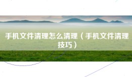 手机文件清理怎么清理（手机文件清理技巧）