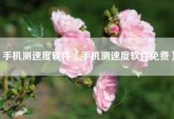 手机测速度软件（手机测速度软件免费）