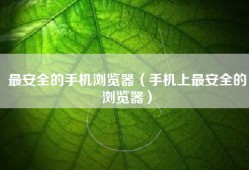 最安全的手机浏览器（手机上最安全的浏览器）