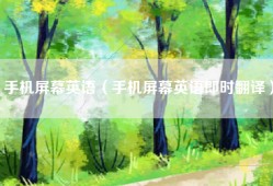 手机屏幕英语（手机屏幕英语即时翻译）