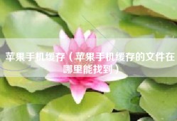 苹果手机缓存（苹果手机缓存的文件在哪里能找到）