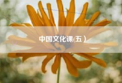 中国文化课(五）