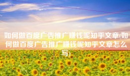 如何做百度广告推广赚钱呢知乎文章(如何做百度广告推广赚钱呢知乎文章怎么写)