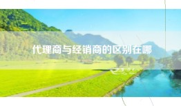 代理商与经销商的区别在哪