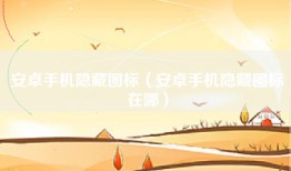 安卓手机隐藏图标（安卓手机隐藏图标在哪）