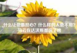 什么让他最担心？什么样的人他不用？马云在达沃斯都说了啥