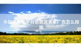 小红书聚光平台信息流表单广告怎么投放