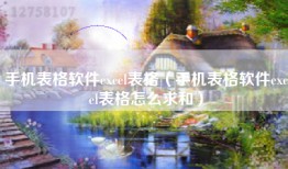 手机表格软件excel表格（手机表格软件excel表格怎么求和）