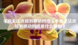 手机无法连接到移动网络（手机无法连接到移动网络是什么原因）