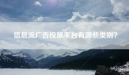 信息流广告投放平台有哪些类别？