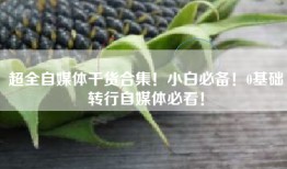 超全自媒体干货合集！小白必备！0基础转行自媒体必看！