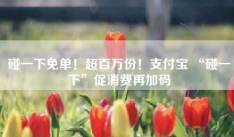 碰一下免单！超百万份！支付宝 “碰一下”促消费再加码