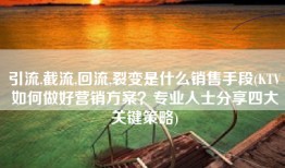 引流,截流,回流,裂变是什么销售手段(KTV如何做好营销方案？专业人士分享四大关键策略)